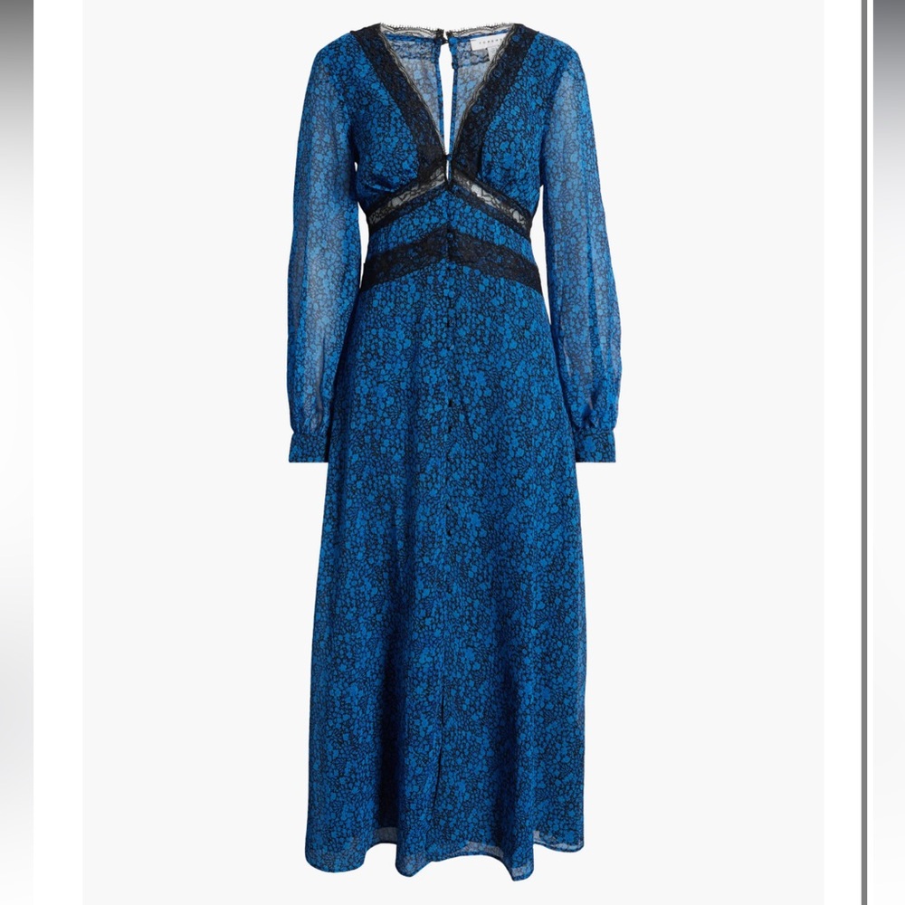 Topshop $94 Floral Long Sleeve Button-Up Midi Dress